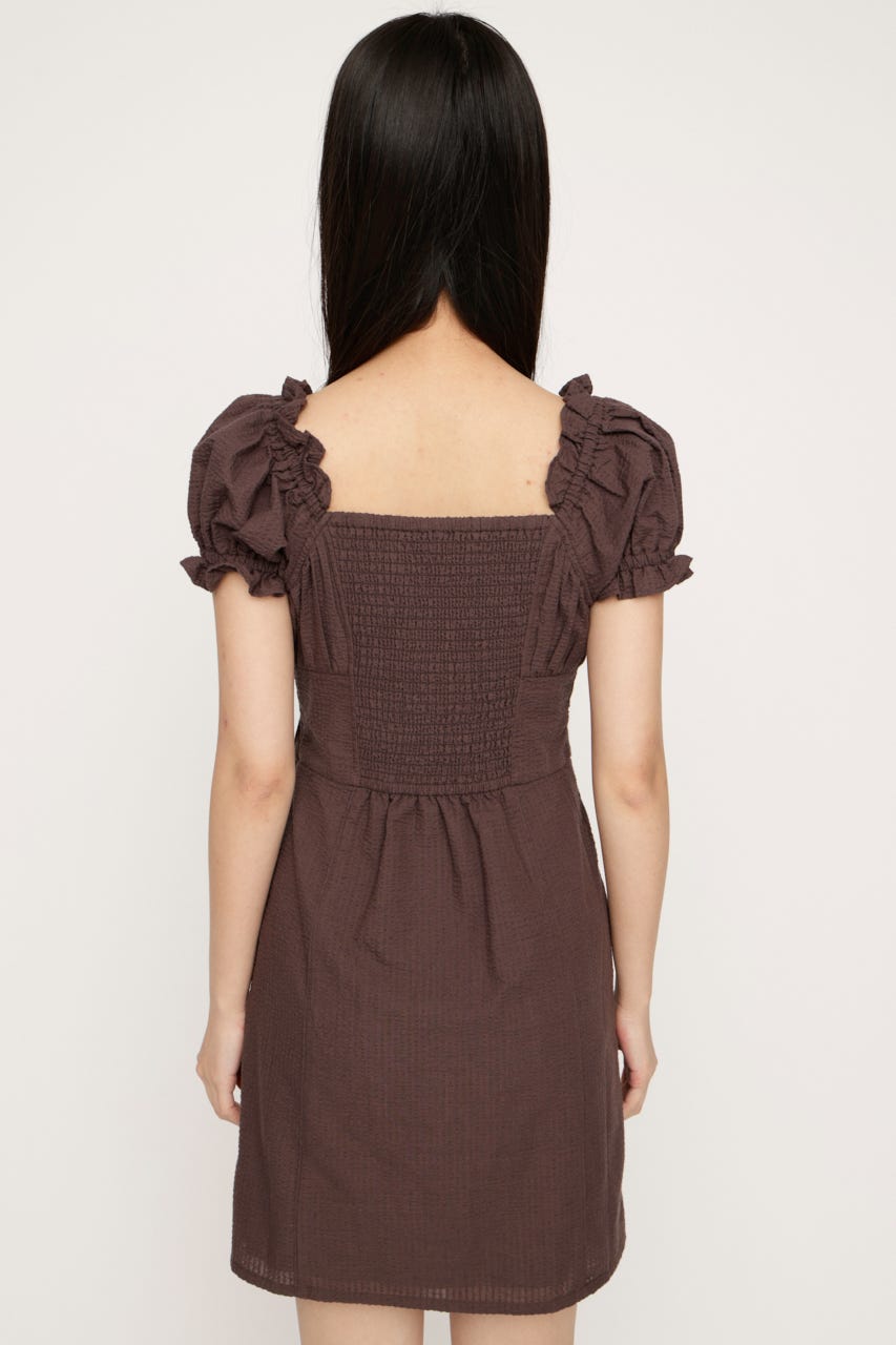 GATHER RIBBON ショートワンピース BRN 2