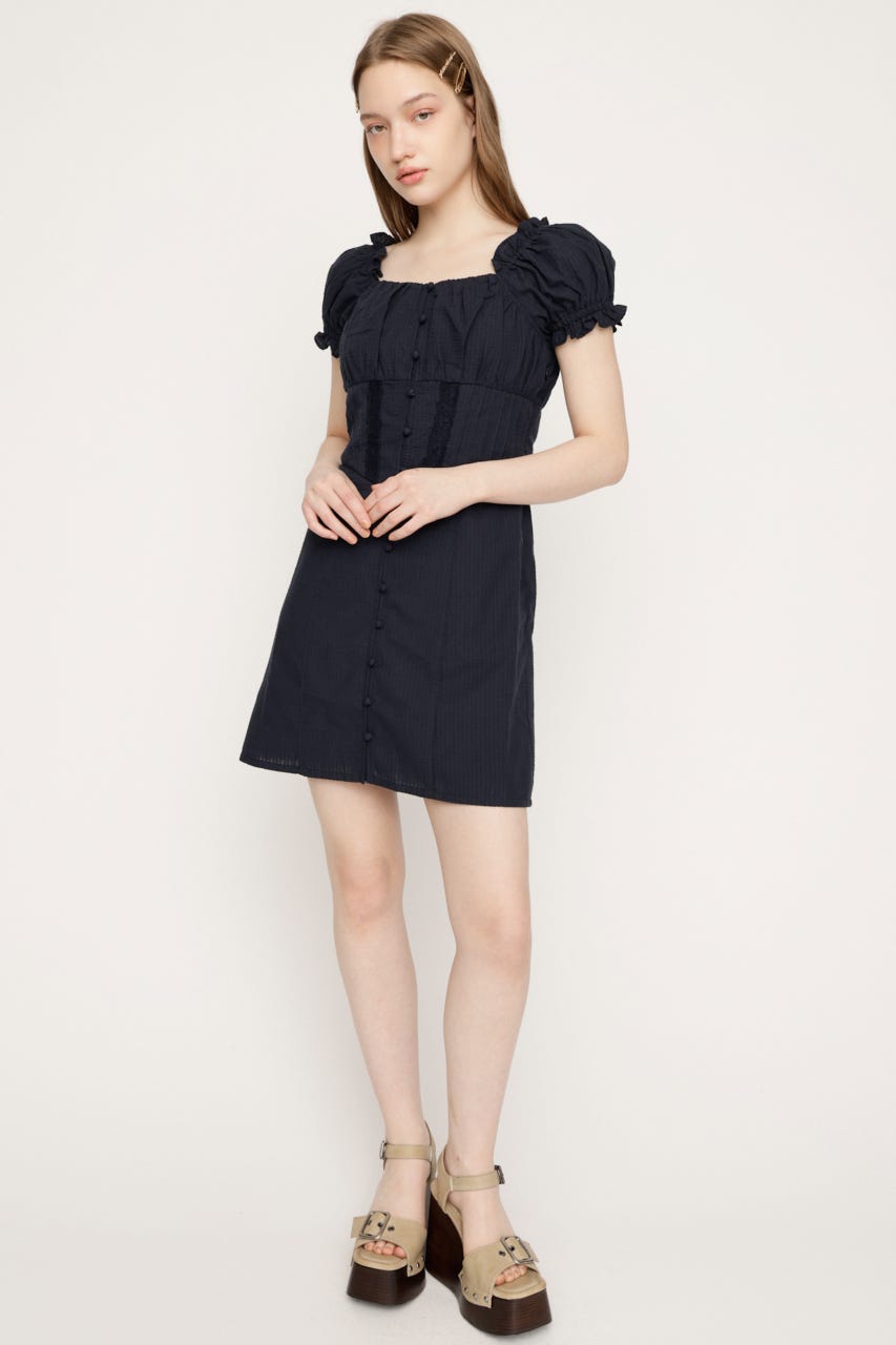 GATHER RIBBON ショートワンピース NVY 2