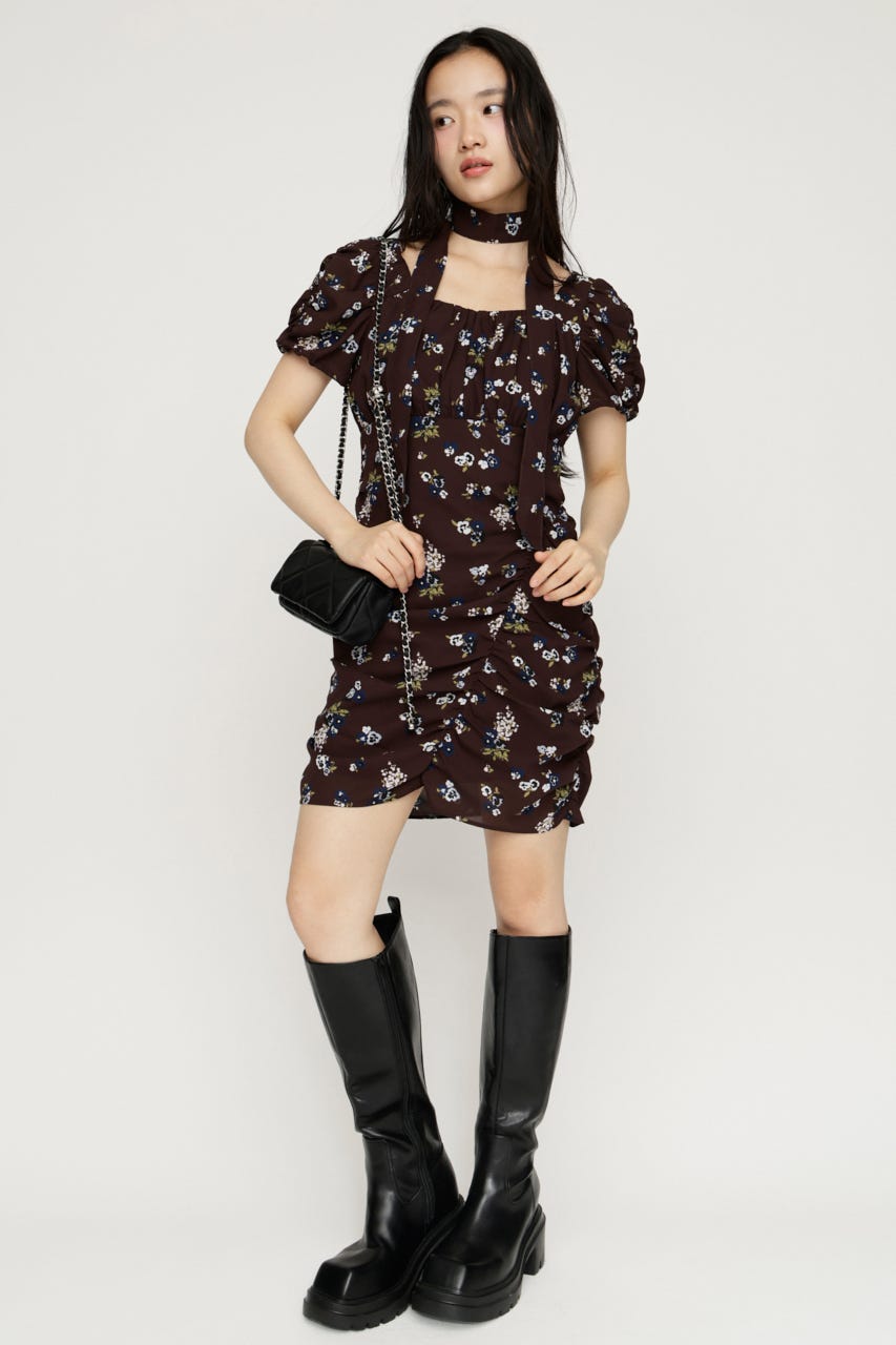 VINTAGE FLOWER ショートワンピース M/BRN 2