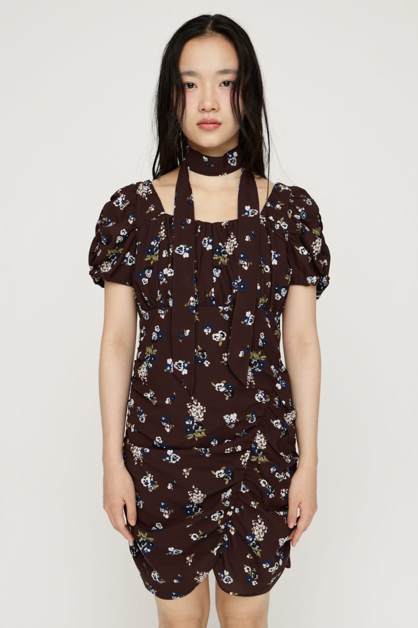 VINTAGE FLOWER ショートワンピース M/BRN 2