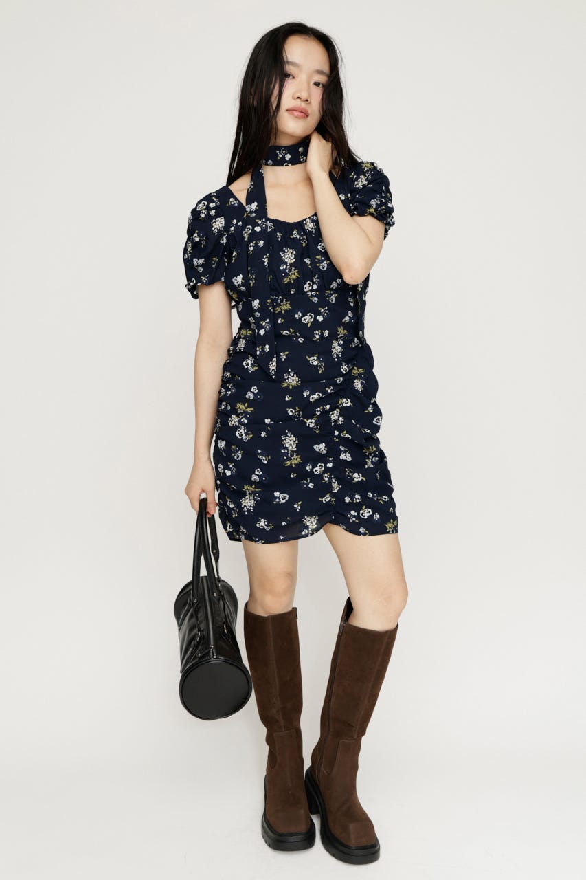 VINTAGE FLOWER ショートワンピース M/NVY 1