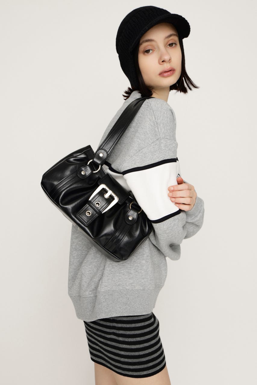 BELT GATHER HAND バッグ BLK FREE