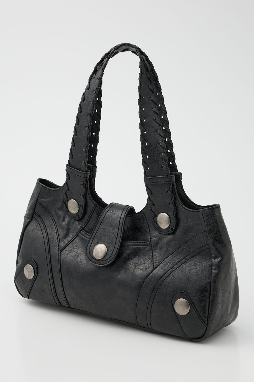 F／LEATHER STUDS バッグ BLK FREE