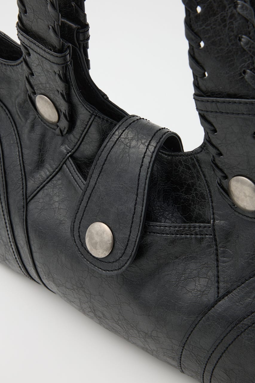 F／LEATHER STUDS バッグ BLK FREE