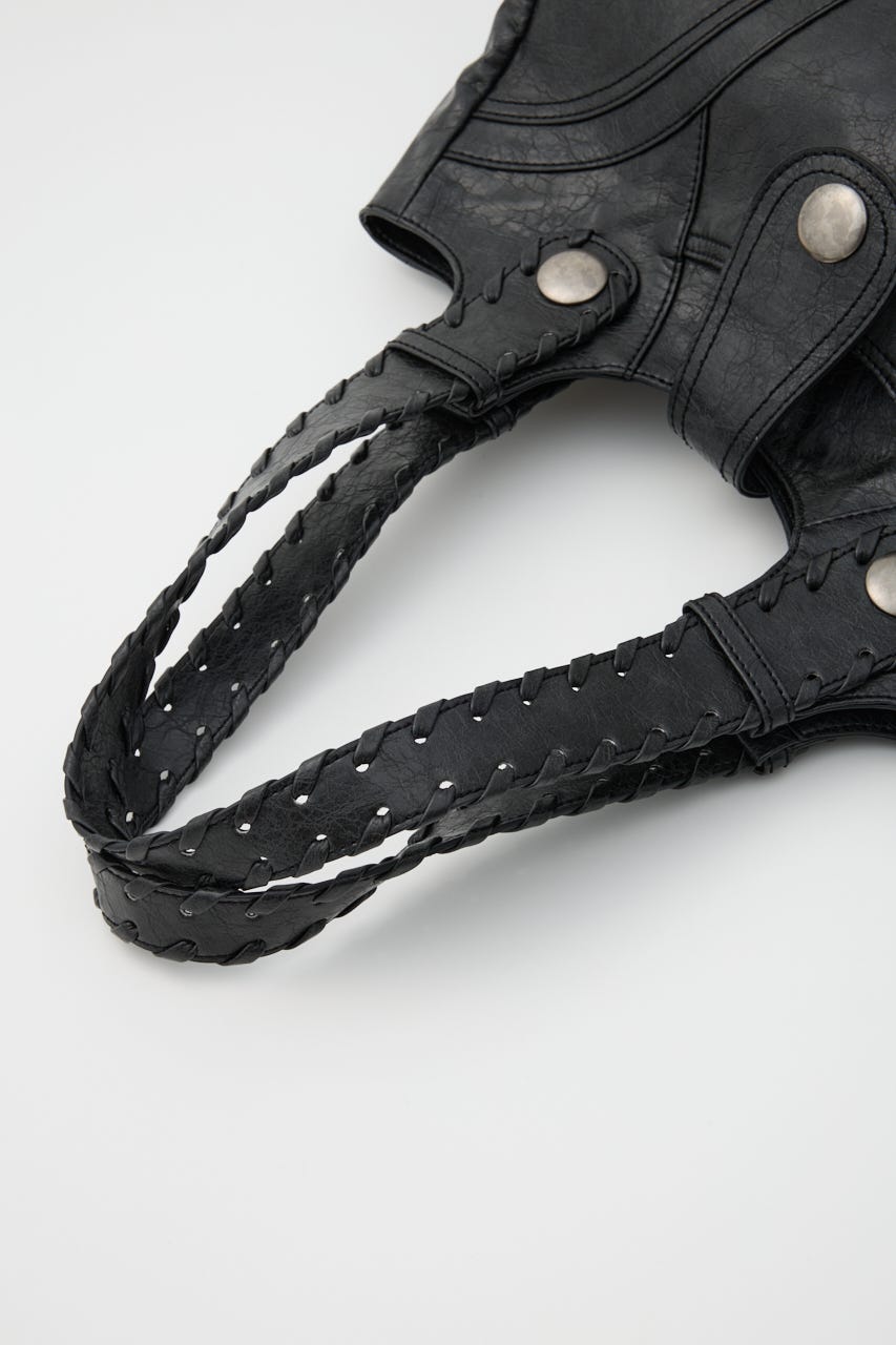 F／LEATHER STUDS バッグ BLK FREE