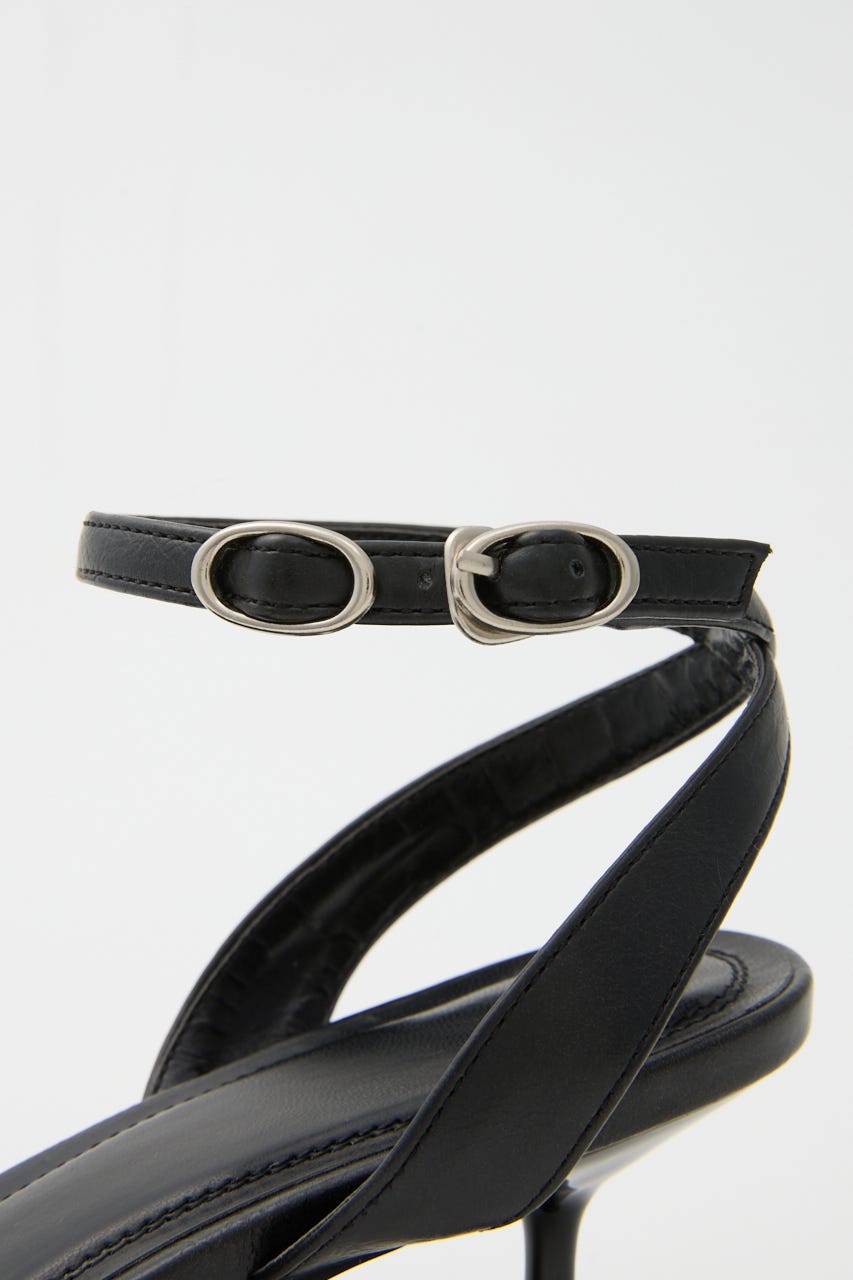 【1BUY5％OFF】THIN BELT HOLE サンダル BLK M