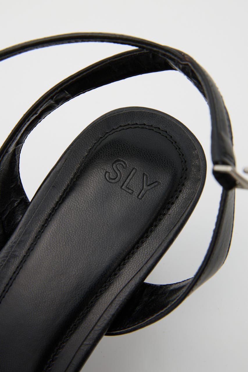 【1BUY5％OFF】THIN BELT HOLE サンダル BLK M