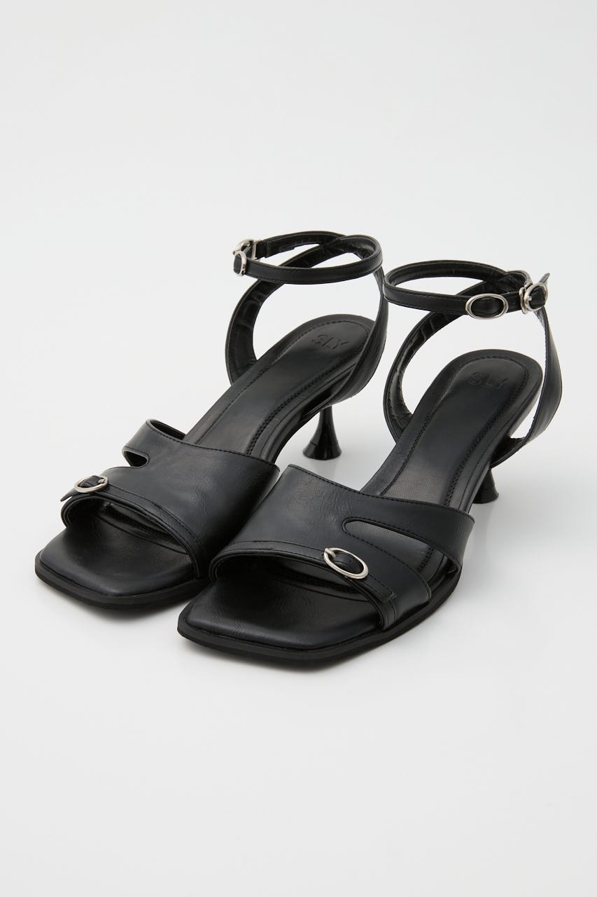 【1BUY5％OFF】THIN BELT HOLE サンダル BLK M