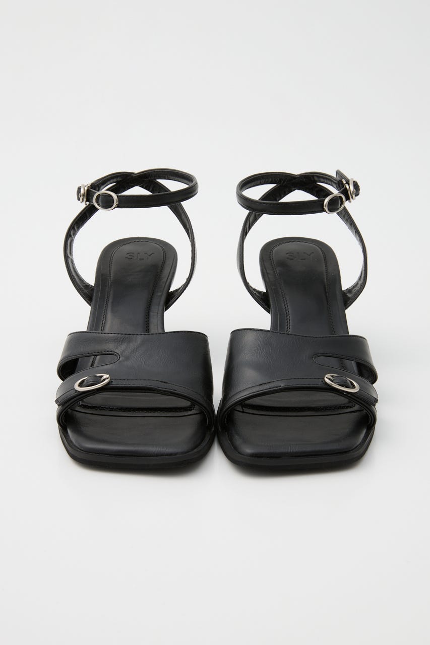 【1BUY5％OFF】THIN BELT HOLE サンダル BLK M
