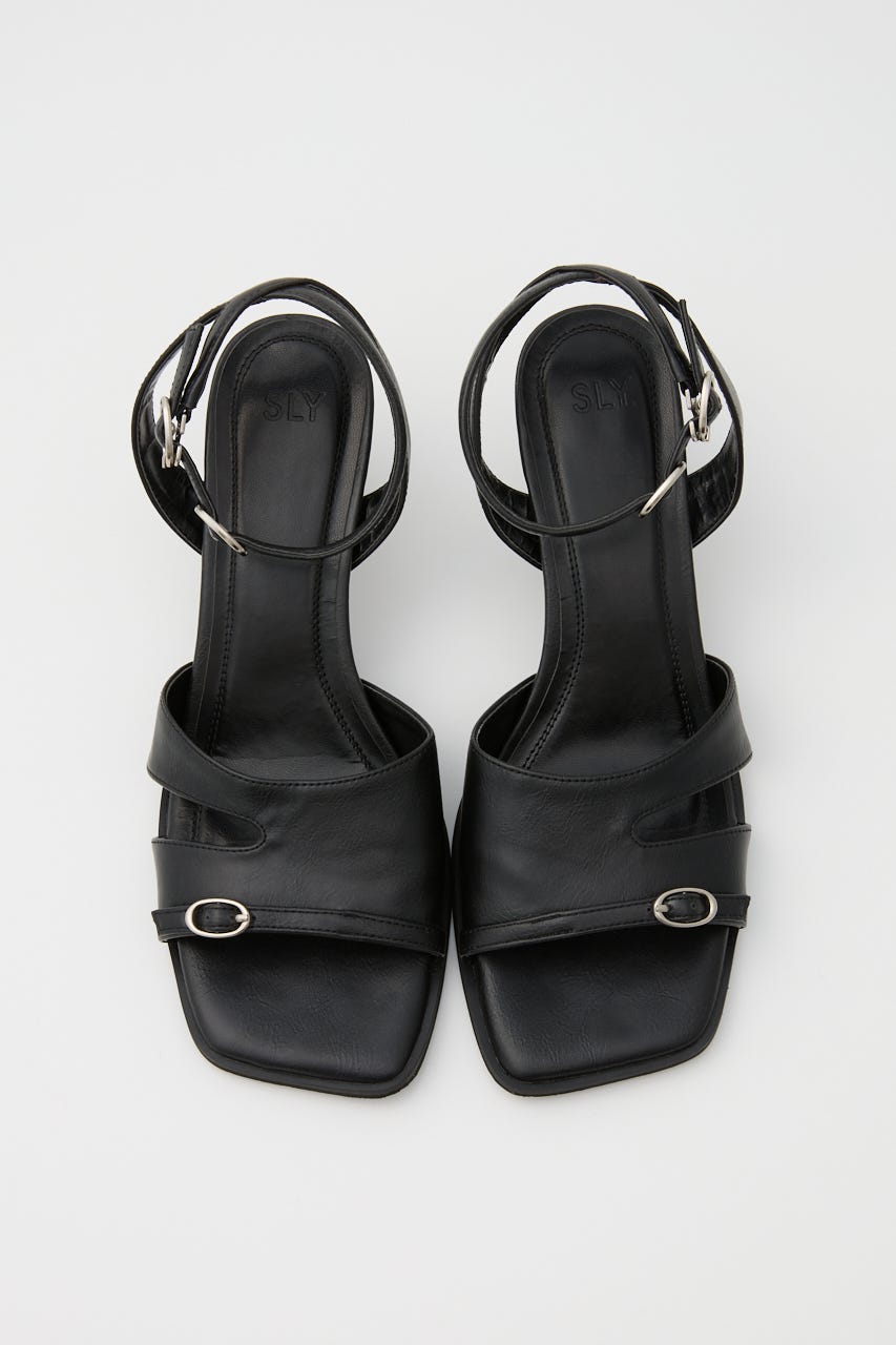 【1BUY5％OFF】THIN BELT HOLE サンダル BLK M