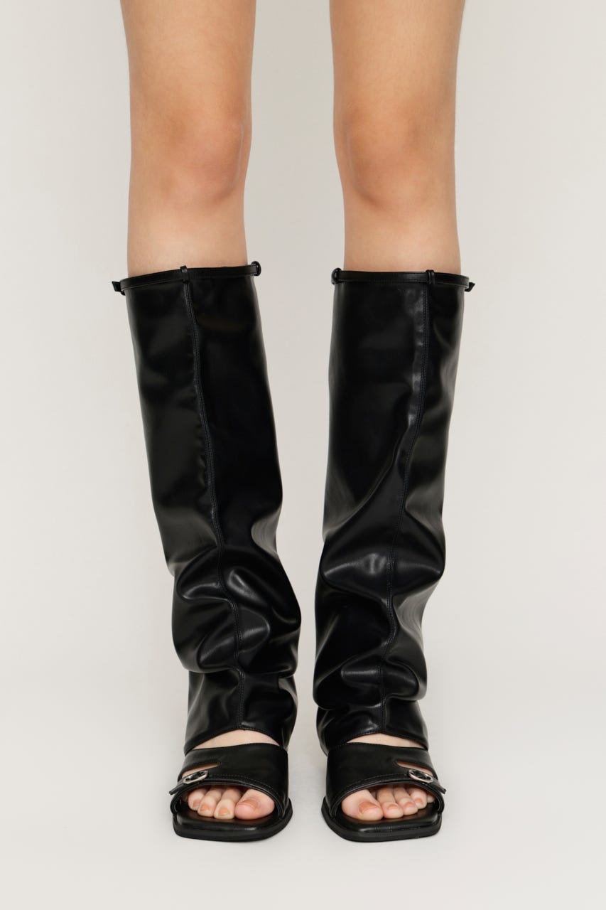 【1BUY5％OFF】F／LEATHER LEG COVER BLK FREE