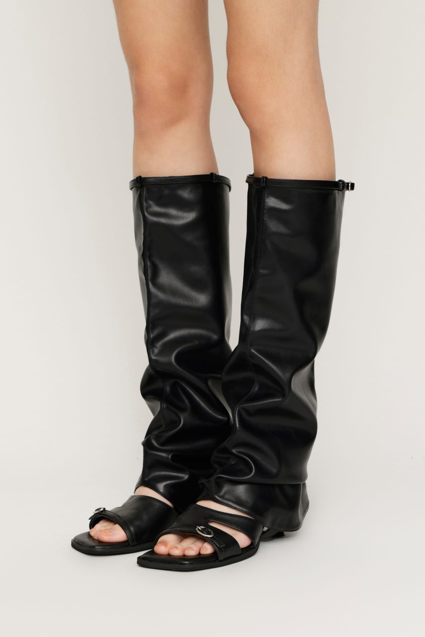 【1BUY5％OFF】F／LEATHER LEG COVER BLK FREE