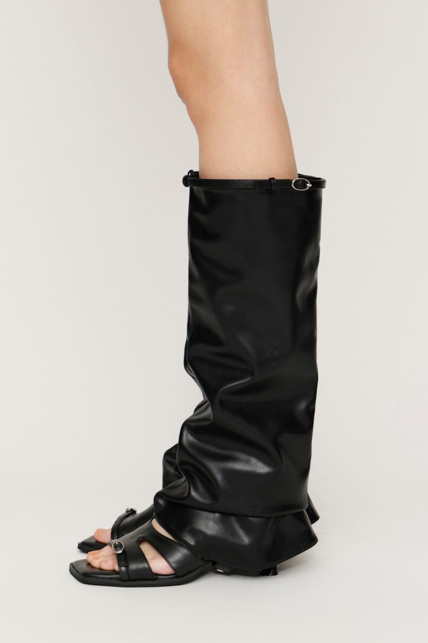 【1BUY5％OFF】F／LEATHER LEG COVER BLK FREE