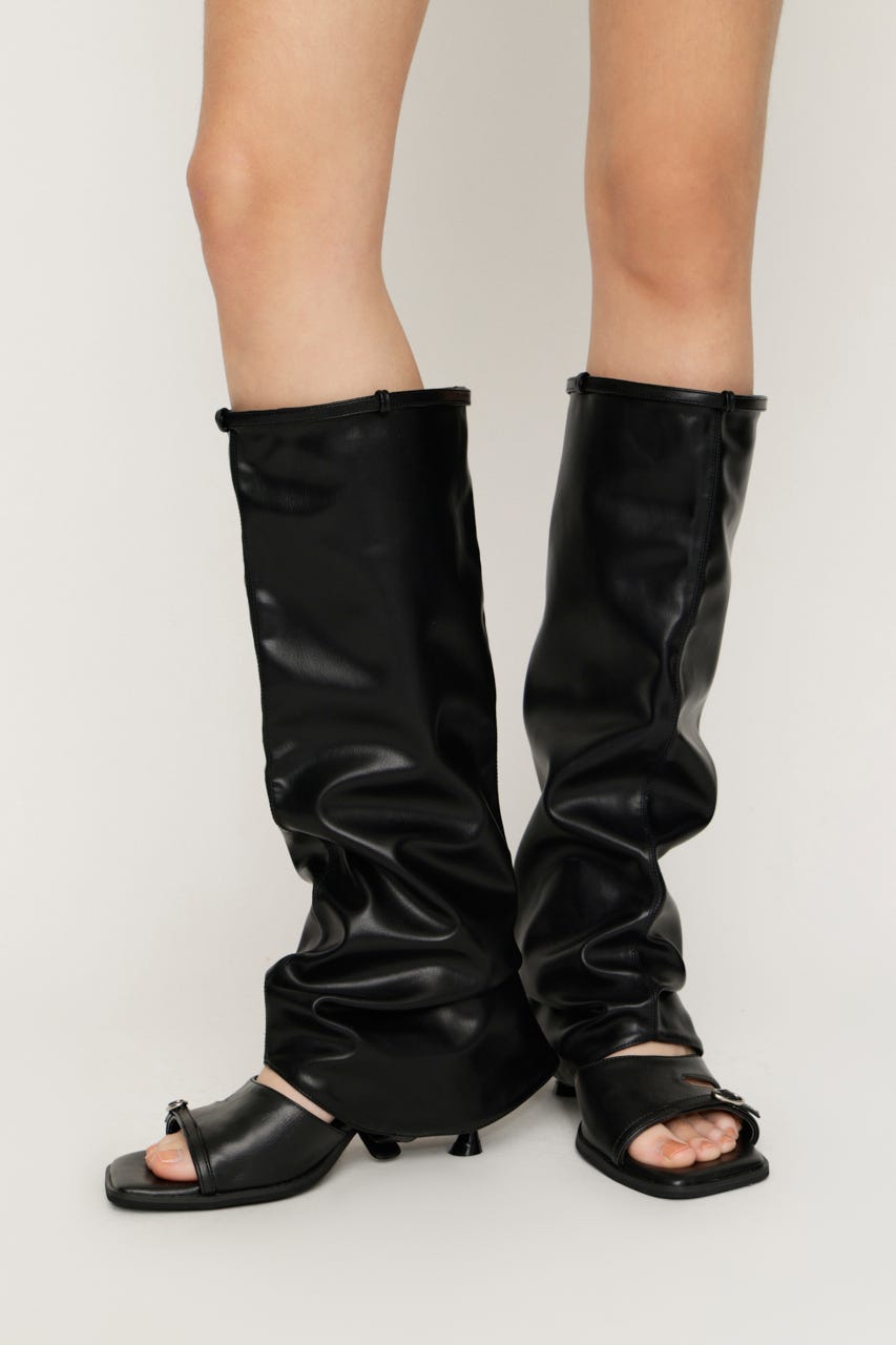 【1BUY5％OFF】F／LEATHER LEG COVER BLK FREE
