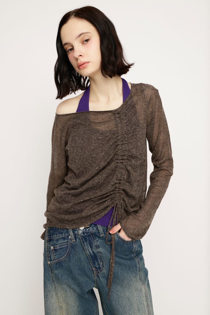 SHEER KNIT トップス BRN FREE