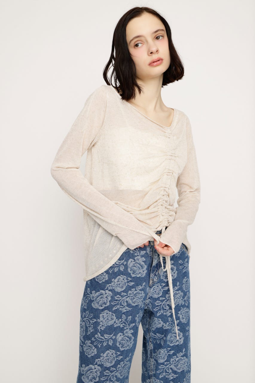 SHEER KNIT トップス IVOY FREE