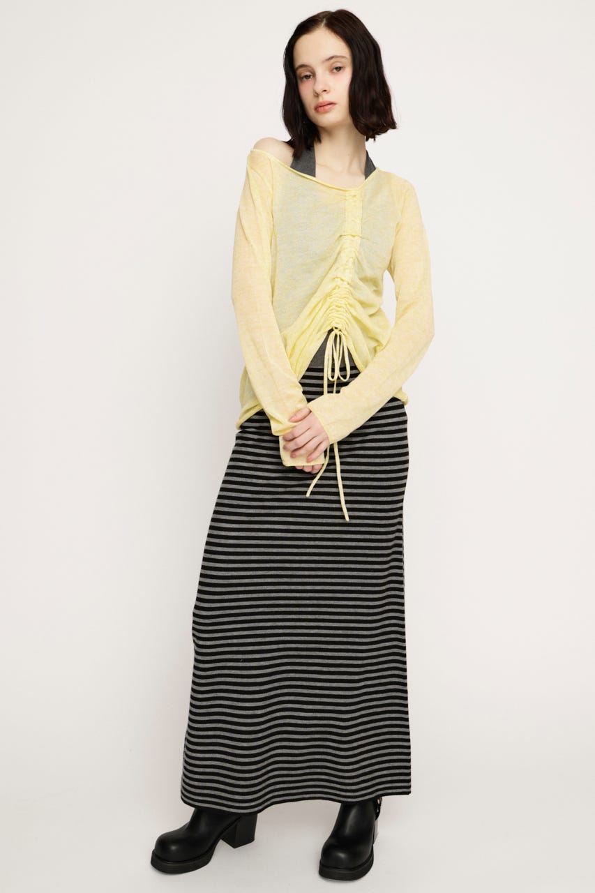 SHEER KNIT トップス L/YEL FREE