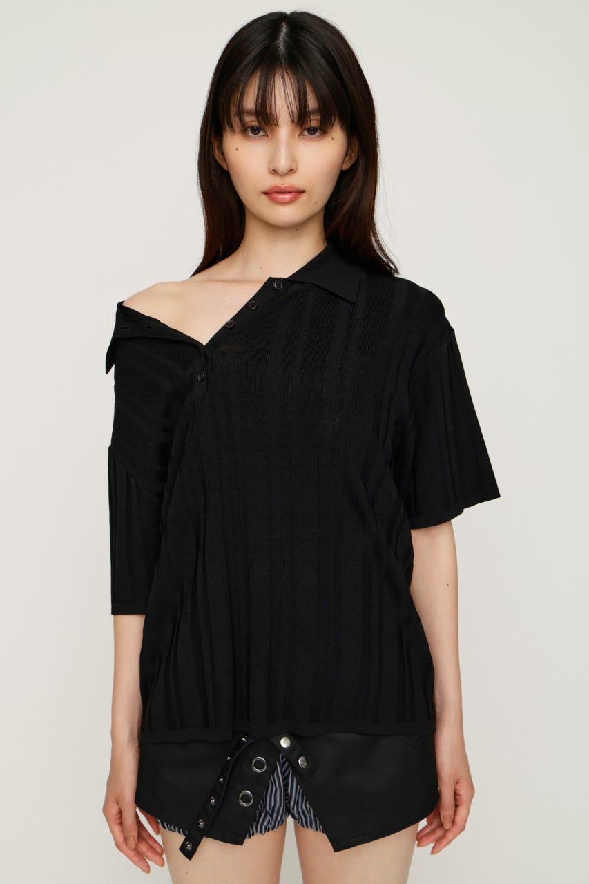 【1BUY5％OFF】HG KNIT COLLAR トップス BLK FREE