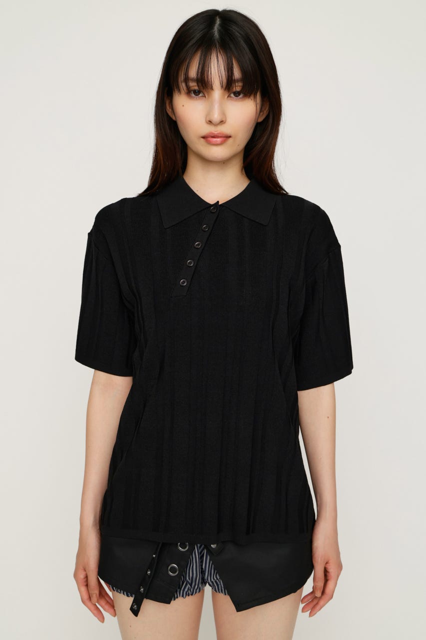 【1BUY5％OFF】HG KNIT COLLAR トップス BLK FREE