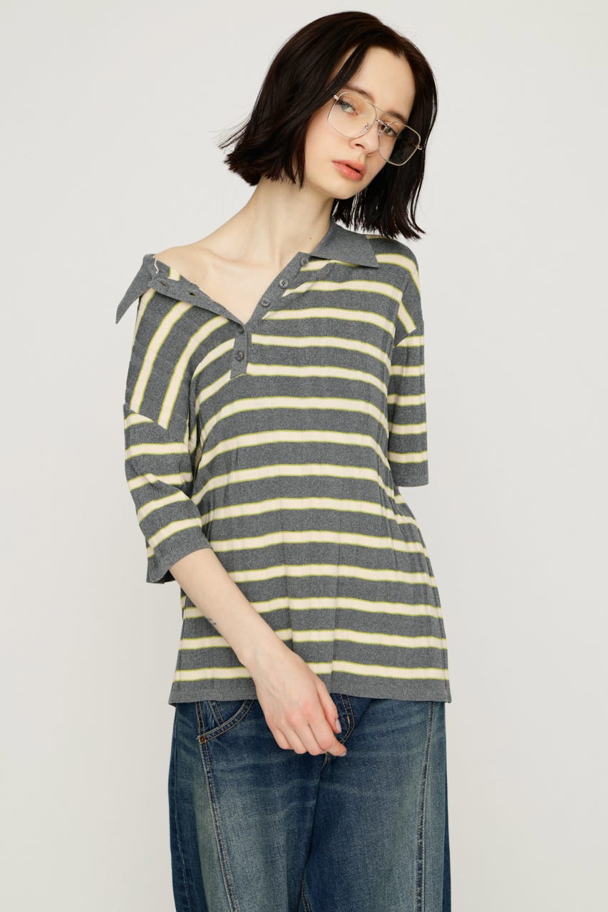 【1BUY5％OFF】HG KNIT COLLAR トップス M/GRY FREE