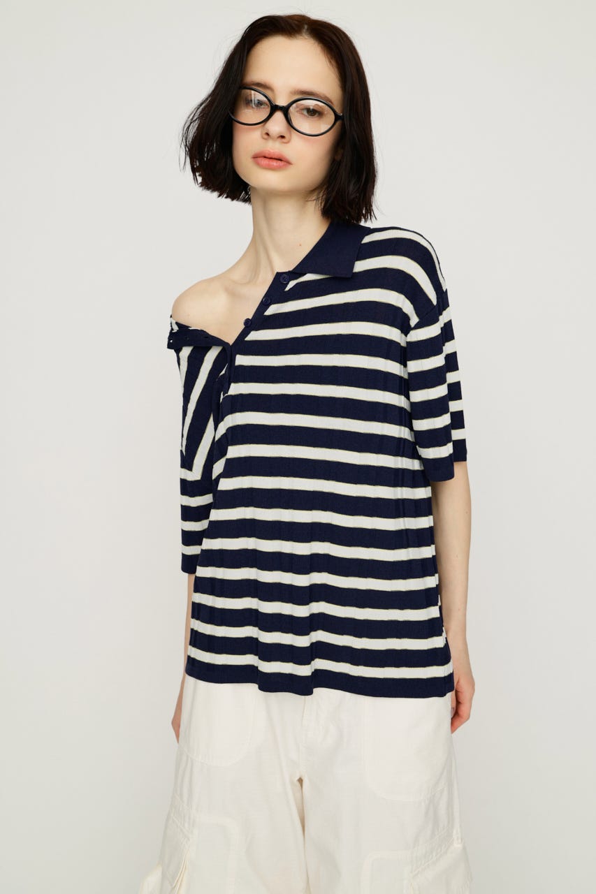 【1BUY5％OFF】HG KNIT COLLAR トップス M/NVY FREE