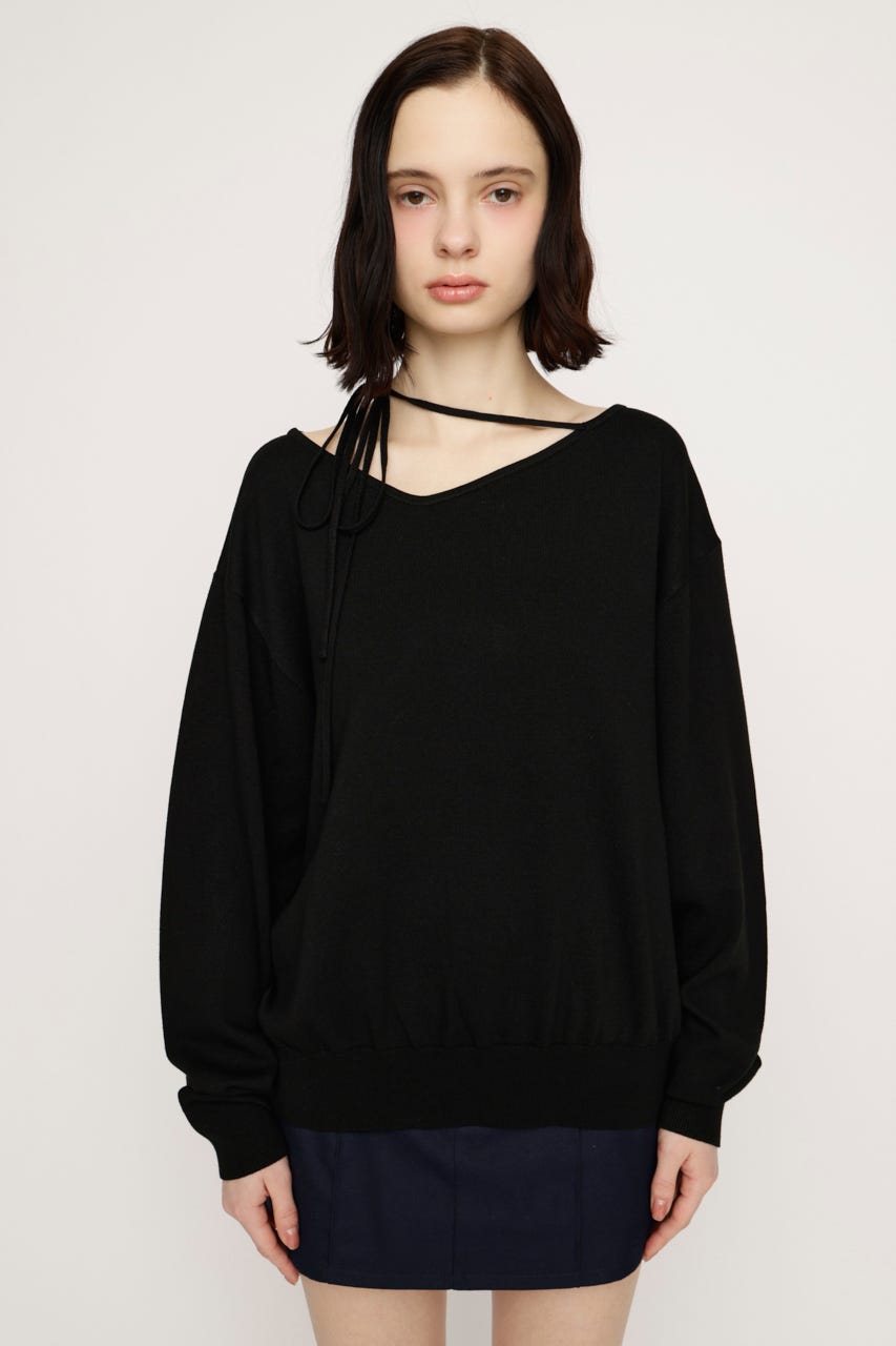 ASYMMETRY NECK LOOSE トップス BLK FREE