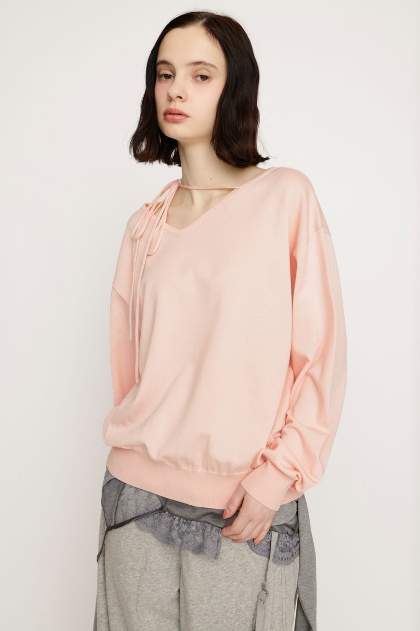 ASYMMETRY NECK LOOSE トップス L/PNK FREE