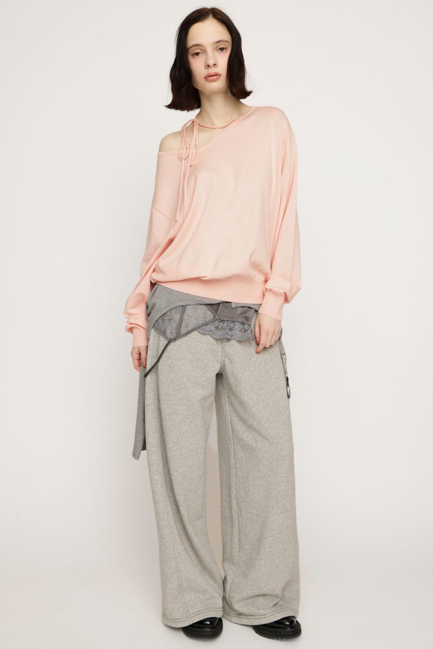 ASYMMETRY NECK LOOSE トップス L/PNK FREE