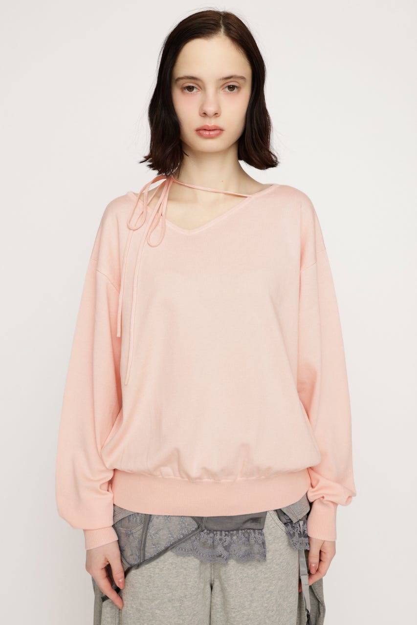 ASYMMETRY NECK LOOSE トップス L/PNK FREE