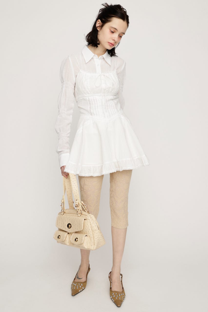 KNIT SABRINA パンツ BEG FREE