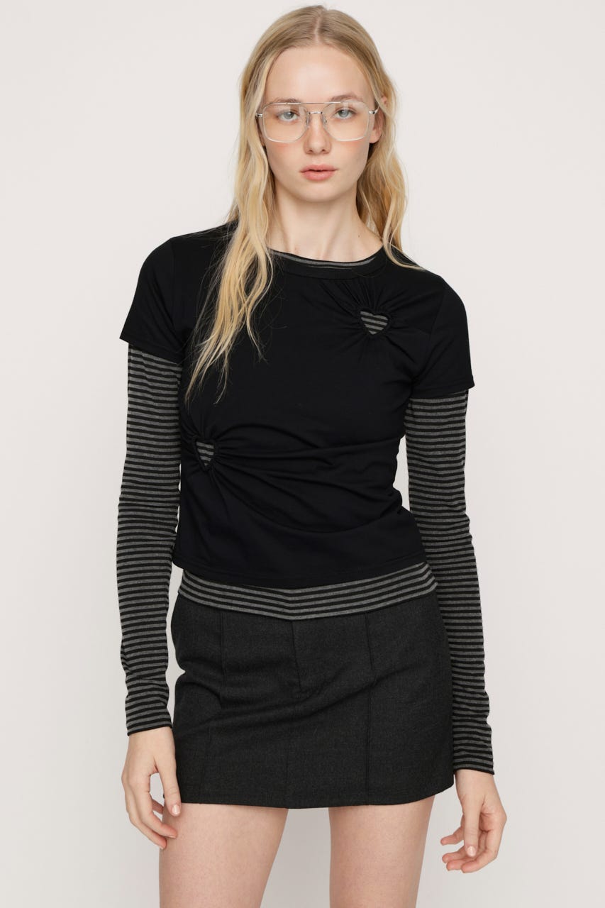 HEART HOLE 2P トップス M/BLK FREE