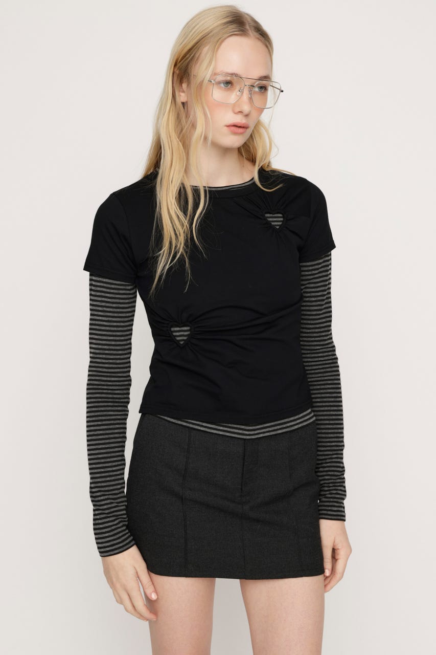 HEART HOLE 2P トップス M/BLK FREE