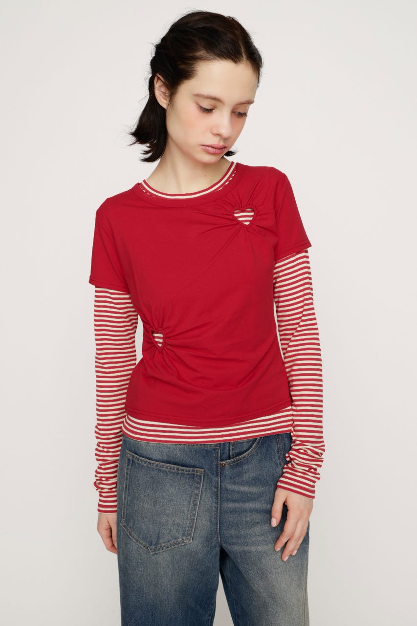 HEART HOLE 2P トップス M/RED FREE