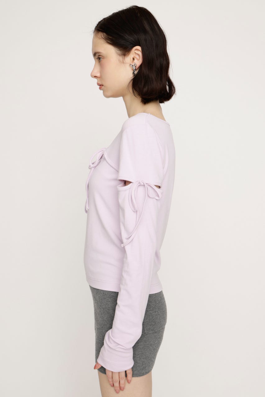 CUT OUT RIBBON トップス L/PUR FREE