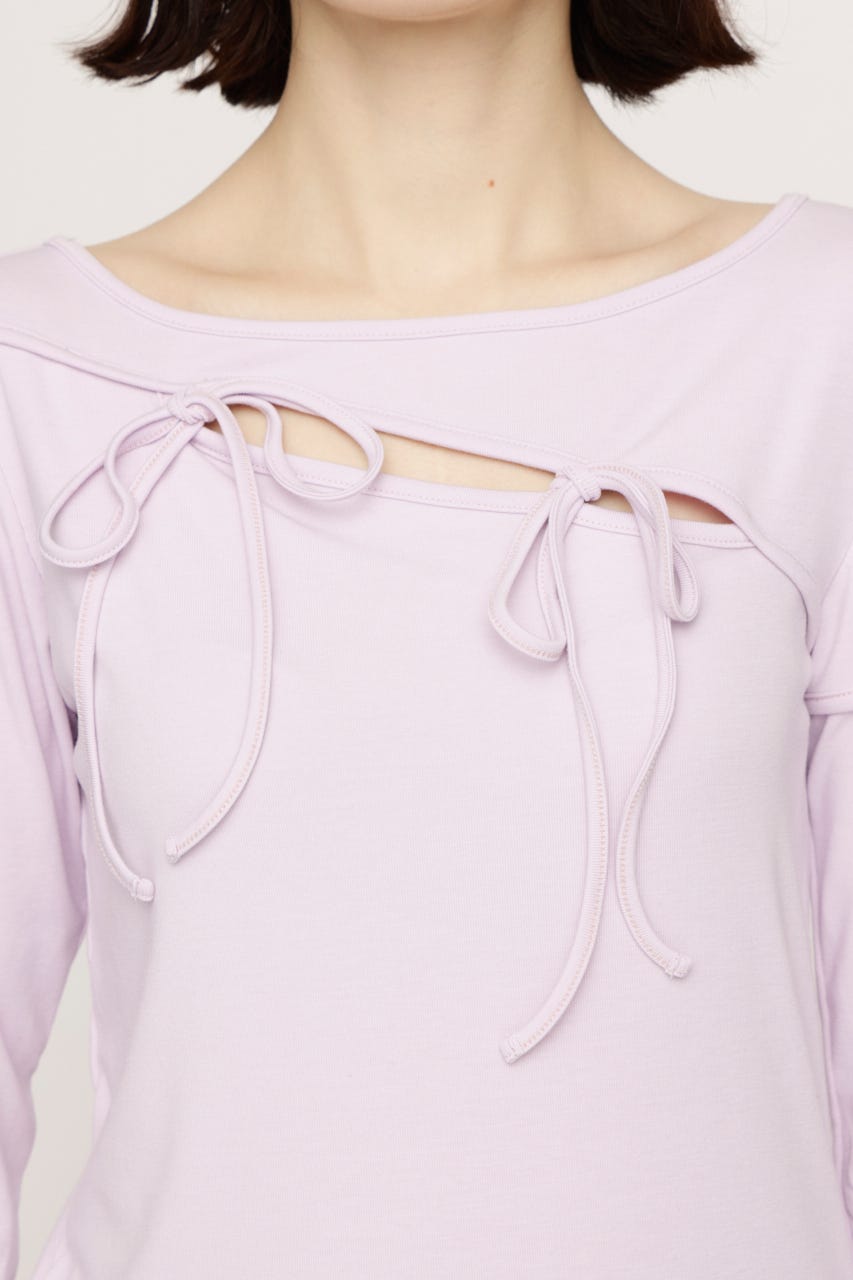 CUT OUT RIBBON トップス L/PUR FREE