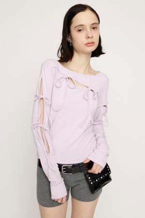 CUT OUT RIBBON トップス