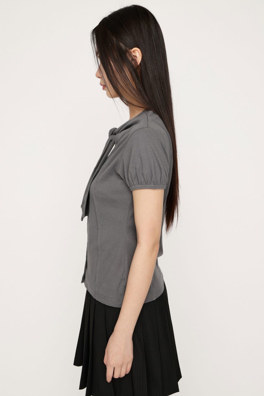 FRONT BUTTON TIE トップス GRY FREE