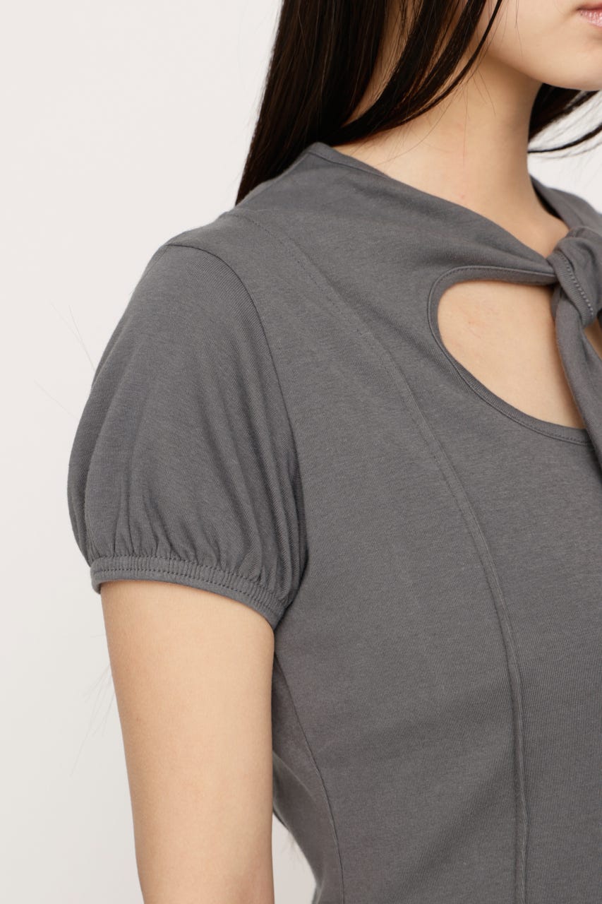 FRONT BUTTON TIE トップス GRY FREE