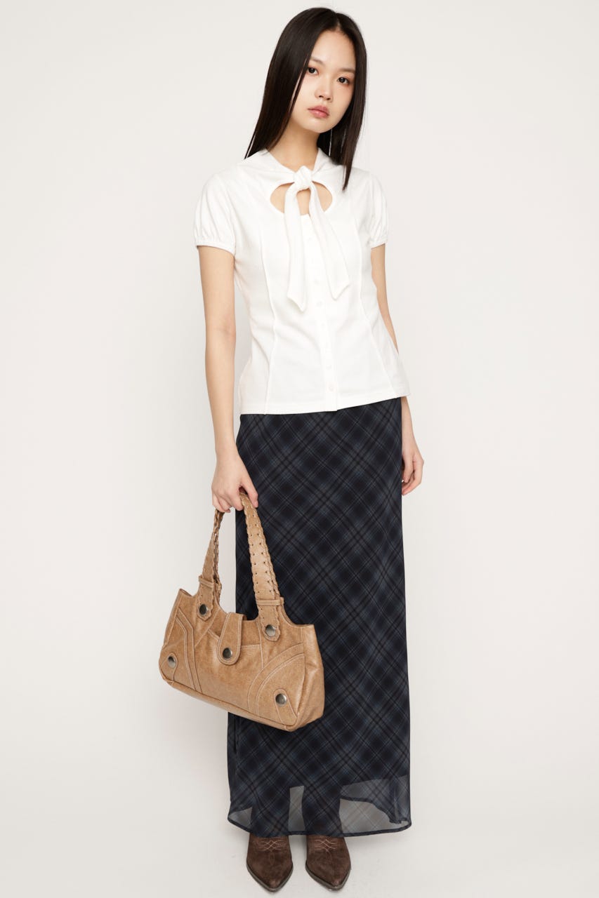 FRONT BUTTON TIE トップス WHT FREE