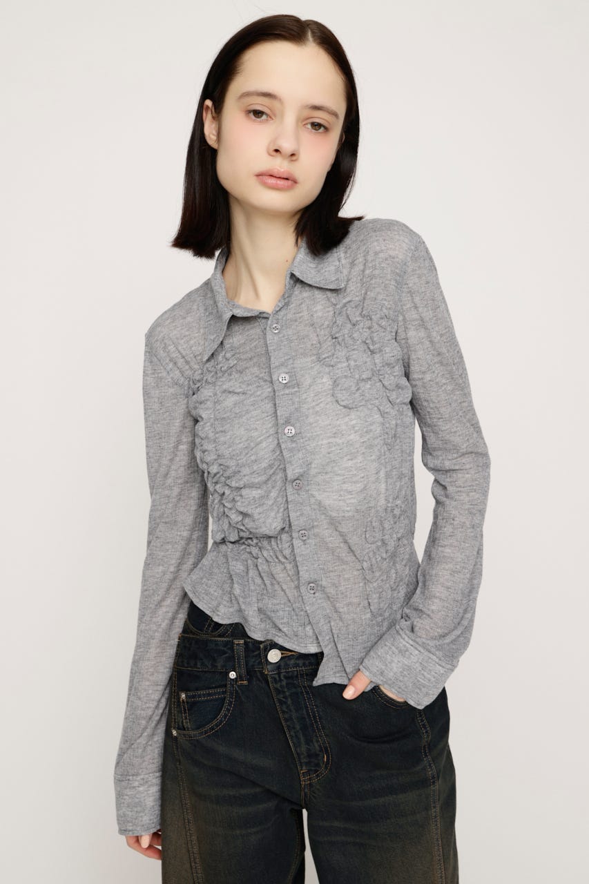 SMOCKING SHEER シャツ T.GRY FREE