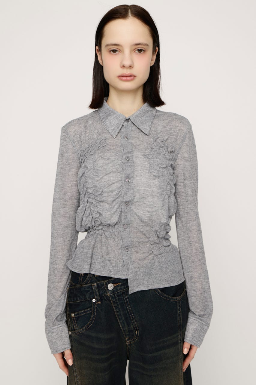 SMOCKING SHEER シャツ T.GRY FREE