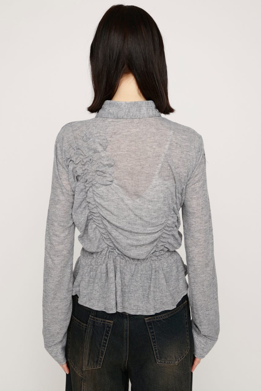 SMOCKING SHEER シャツ T.GRY FREE