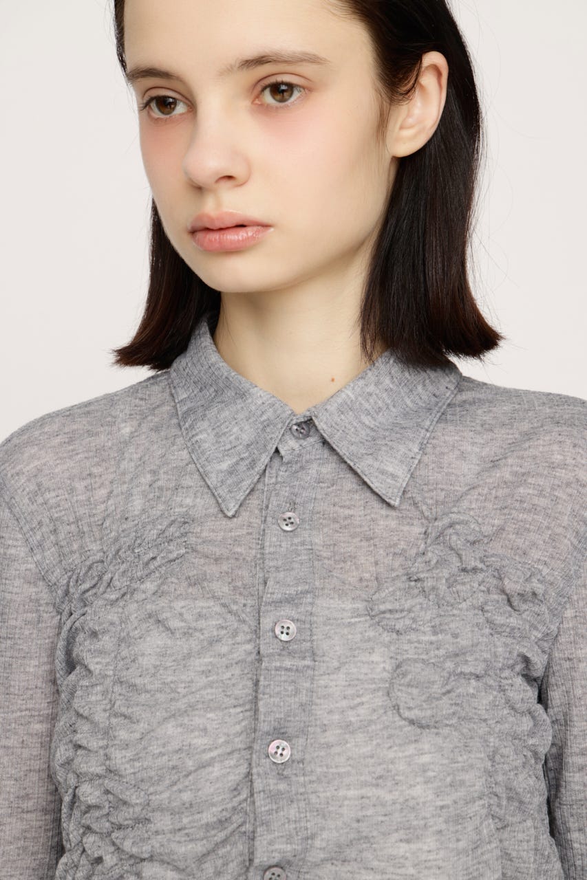 SMOCKING SHEER シャツ T.GRY FREE