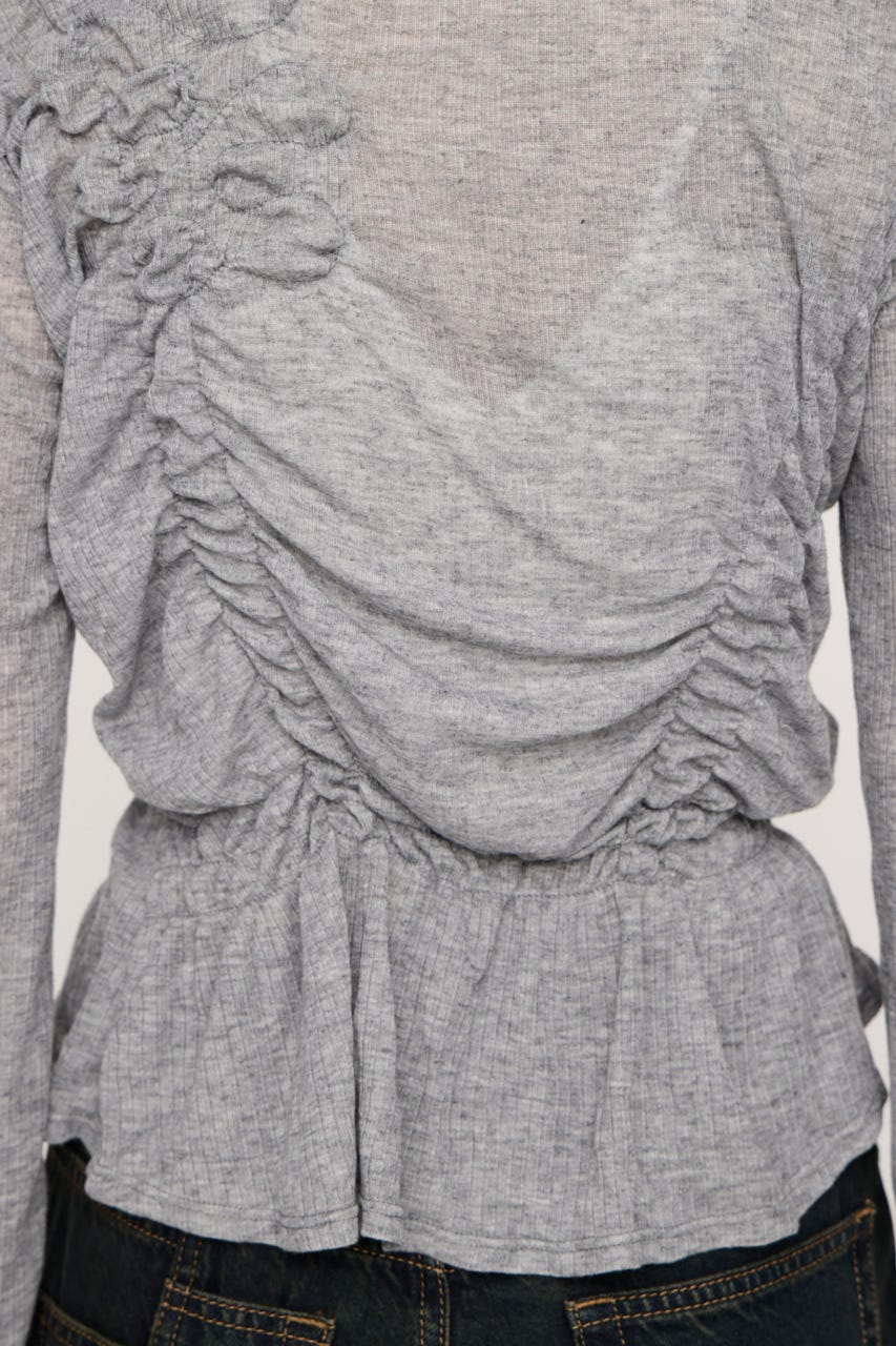 SMOCKING SHEER シャツ T.GRY FREE