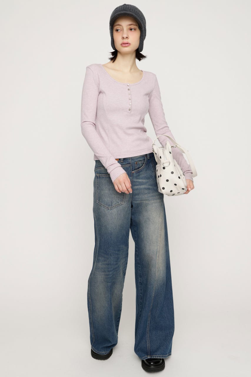 HENRY NECK CUT トップス L/PUR FREE