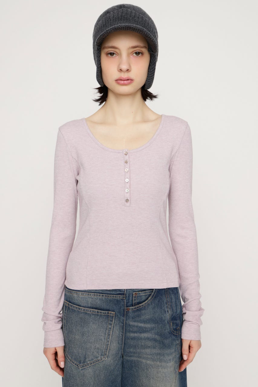 HENRY NECK CUT トップス L/PUR FREE