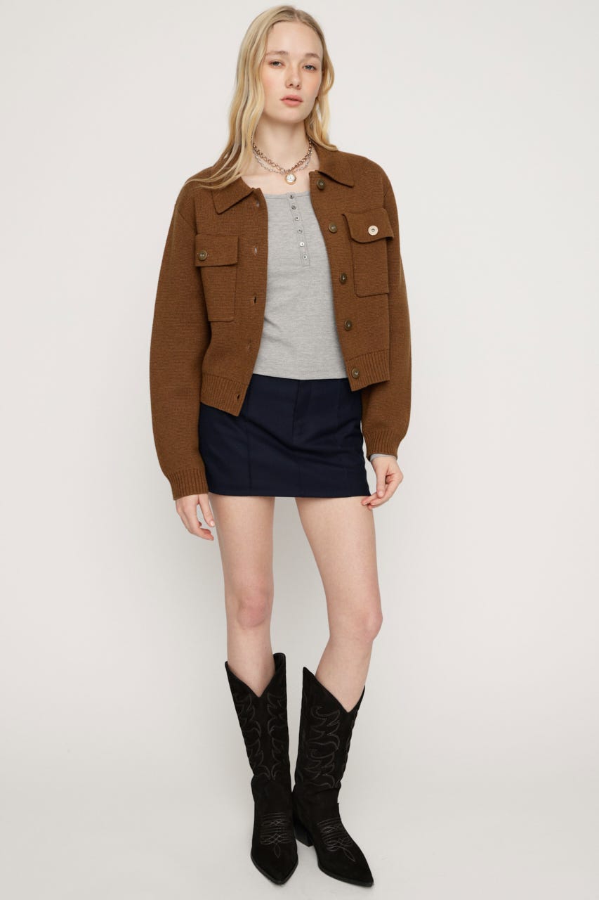 HENRY NECK CUT トップス T.GRY FREE