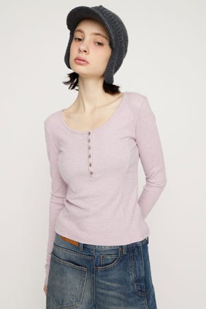HENRY NECK CUT トップス