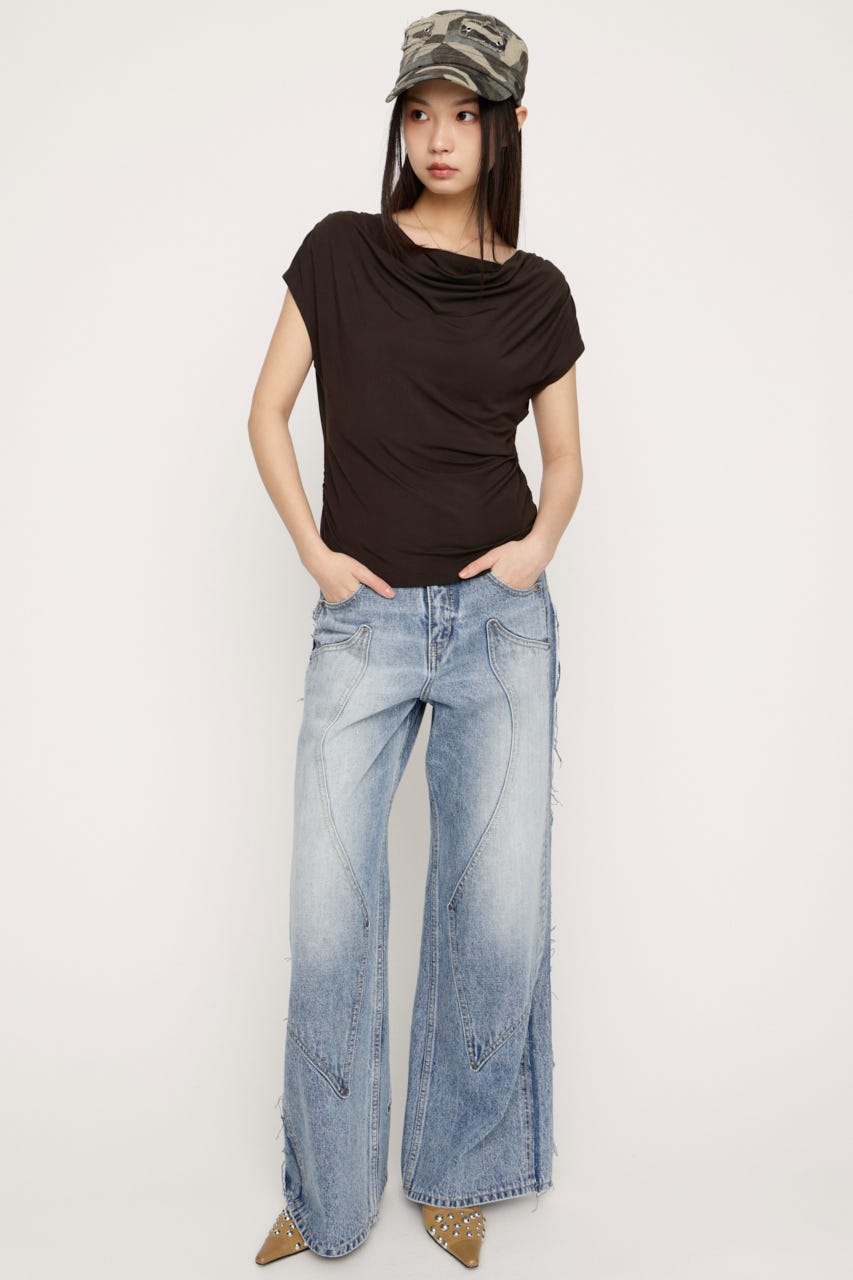 DRAPE NECK CUT トップス BRN FREE
