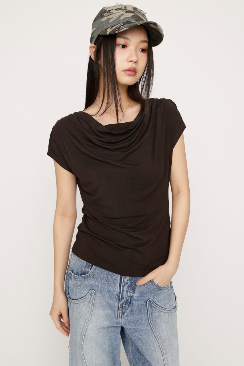 DRAPE NECK CUT トップス BRN FREE